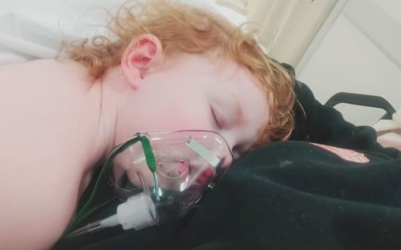 One-year-old Meah, daughter of Brittnay Beddoes, has RSV.