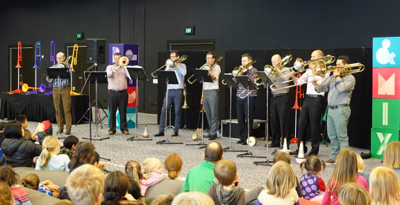 Trombone octet Aucktet performing