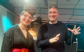 Henika and Jesse with the theremin