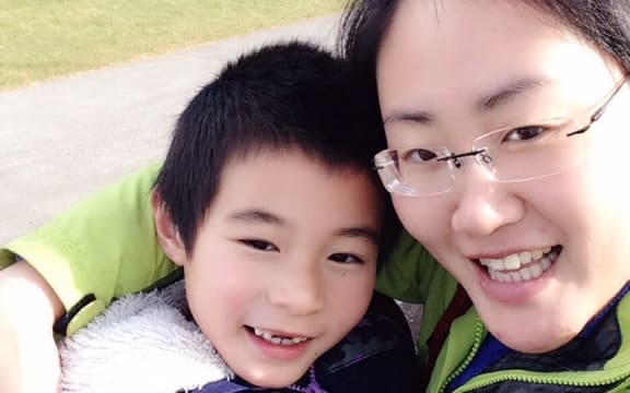Zoe Jiang with her six-year-old son Zac.