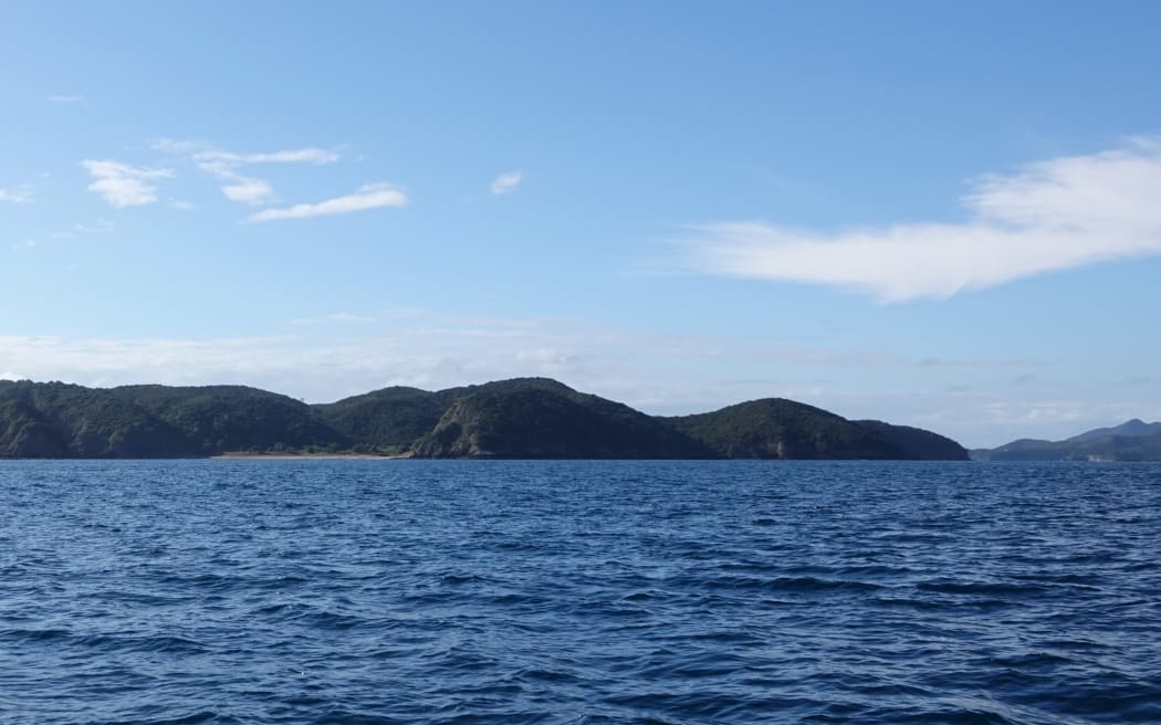 Moturua Island, in the Bay of Islands, with the famed archaeological site at Mangahawea Bay in the centre.