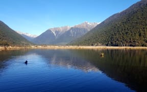 The northern tip of the southern alps near St Arnaud in the Nelson Lakes National Park in late June.