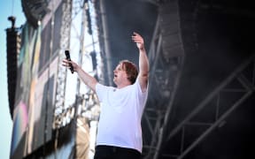 Scottish singer Lewis Capaldi performs on The Pyramid Stage on day 4 of the Glastonbury festival in the village of Pilton in Somerset, southwest England, on June 24, 2023. The festival takes place from June 21 to June 26. (Photo by Oli SCARFF / AFP)