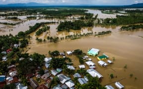 A general view of the flooded Municipality of Kabacan, North Cotabato, on the southern island of Mindanao on December 23, 2017, after Tropical Storm Tembin dumped torrential rains across the island.