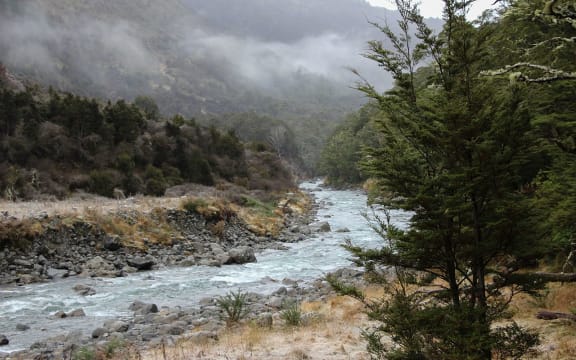 Boyle River between Boyle Flat Hut and Boyle Village. St James Walkway, New Zealand