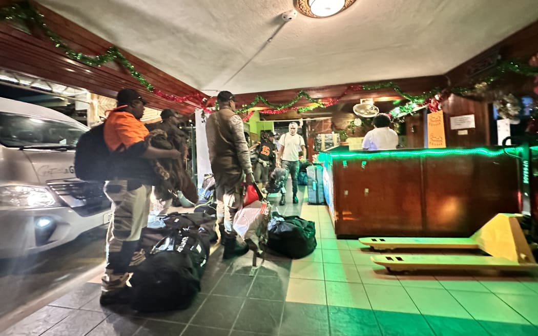 Vanuatu seasonal workers check into a hotel in Nadi to await the resumption of commercial airline services to Port Vila. December 2024