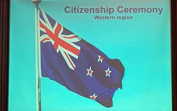Projected image at Citizenship ceremony in west Auckland.