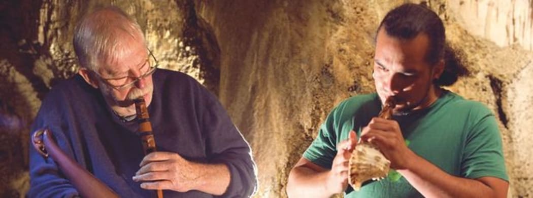 Richard Nunns and Horomona Horo from the film 'Voices of the Land - Nga Reo o te Whenua'