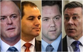 National Party leader Todd Muller, former National Party MP Jami-Lee Ross, MP Hamish Walker and MP Michael Woodhouse.