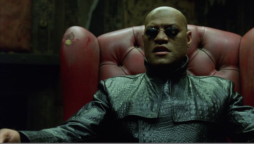 Skinny Laurence Fishburne in The Matrix.