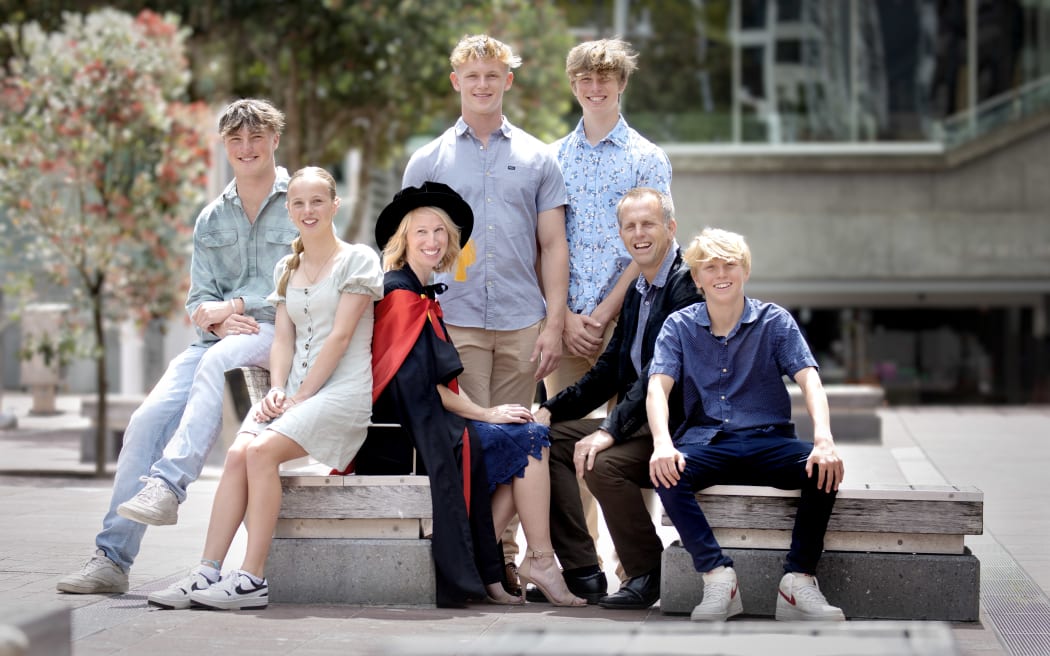 From left: Benjamin, Amelia, Lucy, Sebastian, Oliver, Reuben and Leon Hardie.