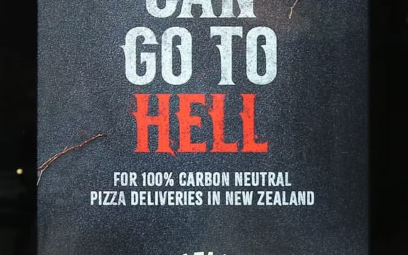 A Hell Pizza advert saying Greta can 'go to Hell'.