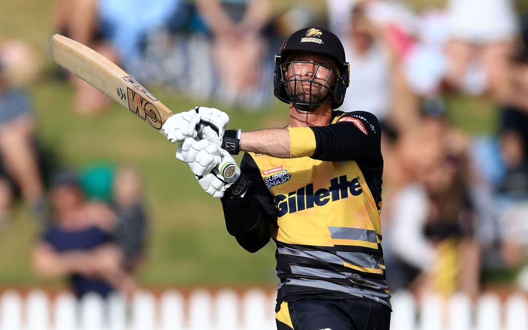 Firebirds' Devon Conway plays a shot during the Dream 11 Super Smash cricket match between the Wellington Firebirds & Canterbury Kings at the Basin Reserve in Wellington. 25 January 2021. Â© Copyright image by Marty Melville / www.photosport.nz