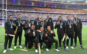 Fiji is the silver medal winner on day three of the Paris 2024 Olympic Games at Stade de France on 27 July, 2024 in Paris. Photo credit: Mike Lee - KLC fotos for World Rugby