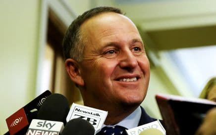 John Key in a media scrum