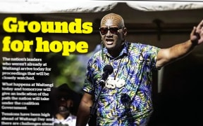 The front page of the New Zealand Herald last Monday - the day political leaders spoke at Waitangi.