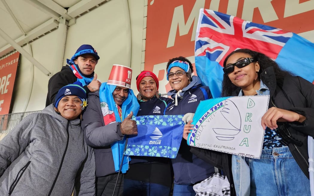 Fijian Drua fans in Christchurch on 10 June 2023.
