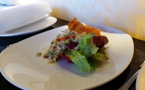 Ika mata tāmure tuangi: snapper and clam ceviche, served with pickled fennel, avocado and kumara crisps.