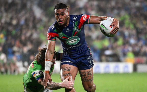 Leka Halasima of the Warriors, NZ Warriors v Canberra Raiders, round 2 of the NRL Telstra Premiership at Go Media Stadium.