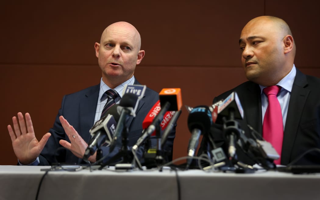 Corrections chief executive Ray Smith (left) and outgoing Corrections Minister Peseta Sam Lotu-Iiga.