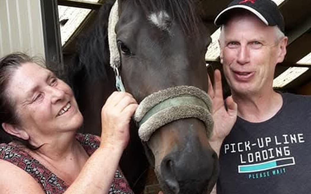 Simon Bird and sister Rochelle, with niece's horse.
