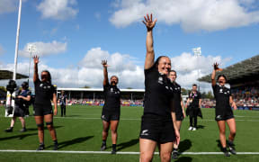 New Zealand's wing Portia Woodman-Wickliffe reacts following the Women’s Rugby World Cup quarter-final between New Zealand and South Africa at Sandy Park, Exeter, southwest England, on September 13, 2025. (Photo by Adrian DENNIS / AFP)