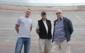 Former Olympic cyclist Gary Anderson, Whanganui Regional Velodrome Trust members Leigh Grant and Bob Smith.