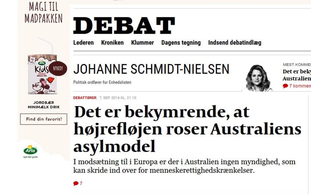 Danish MP Johanne Schmidt-Nielsen takes issue with Australia's secrecy about its detention camps