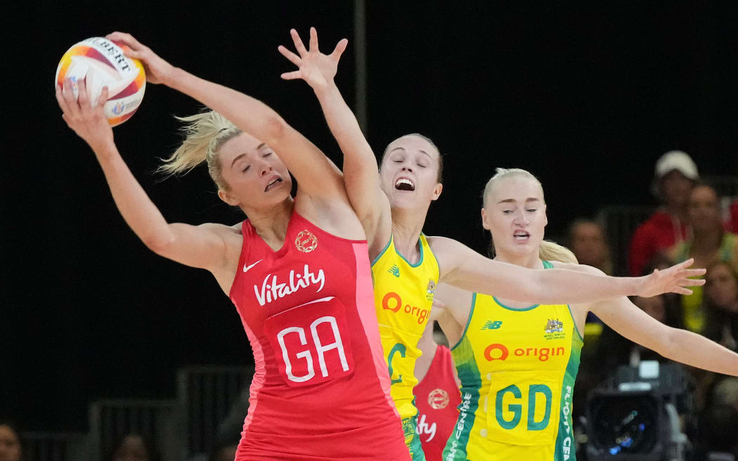 Helen Housby of England (L) and Paige Hadley of Australia.