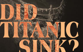 The words "Did Titanic Sink" imposed over a famous photo of the Titanic wreck deep under the sea