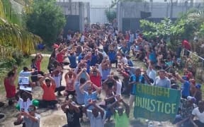 An image from the 73rd day of protest at the Manus detention centre.