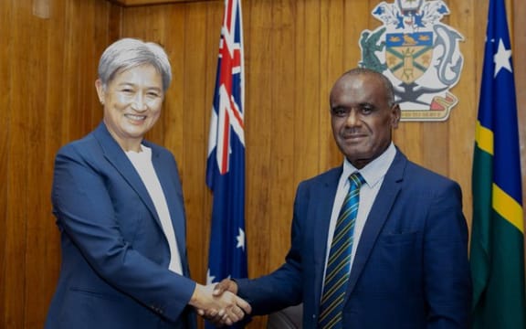 Australian Foreign Minister Penny Wong meets with Solomon Islands’ Prime Minister Jeremiah Manele in Honiara during a two-day visit, June 5, 2024.