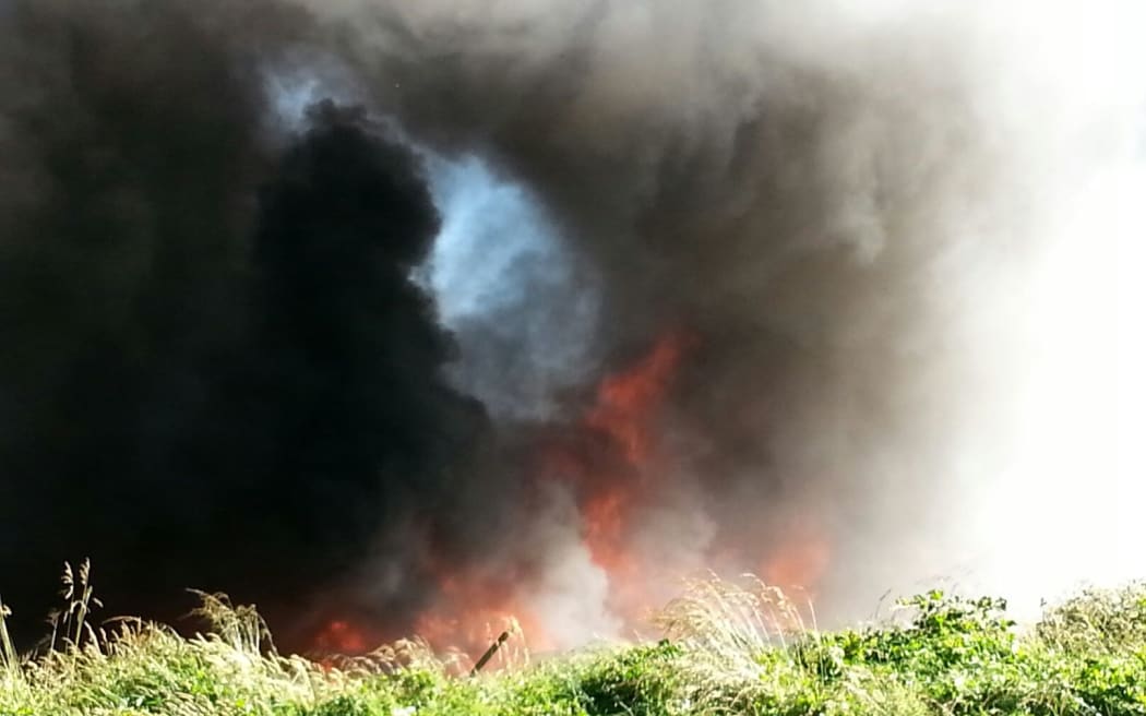 The fire is billowing toxic fumes.