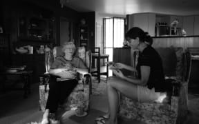 Felicity Monk and her Grandma, who died at 93 years and nine days old.
