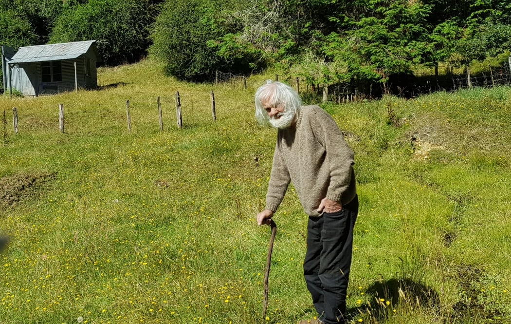 Karl Bollinger at his "residential" property at Blacks Point.