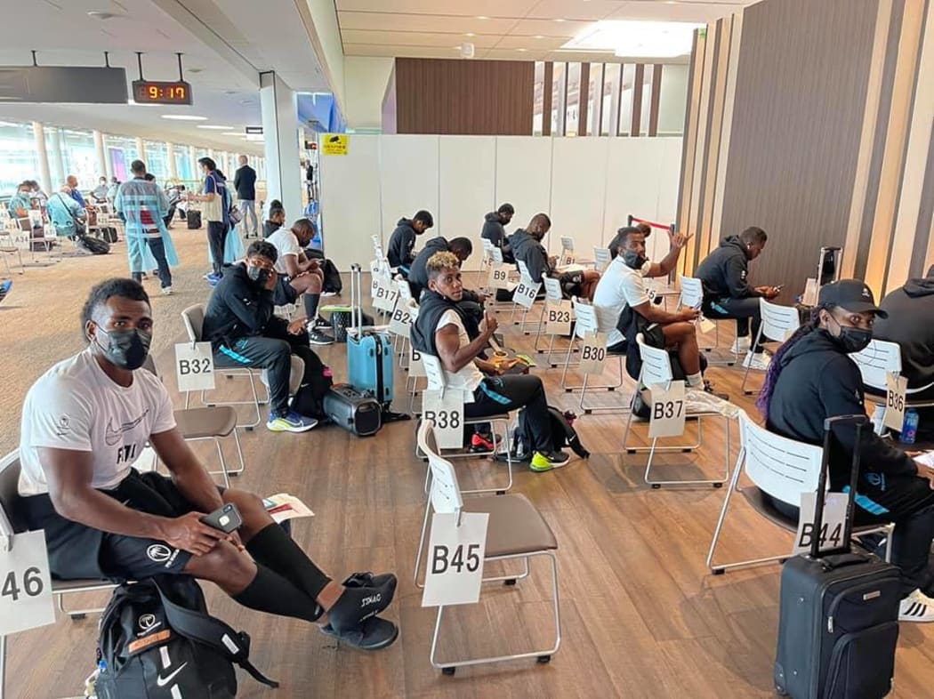 The Fijian squads spent a day and a half travelling between Sydney and Oita.