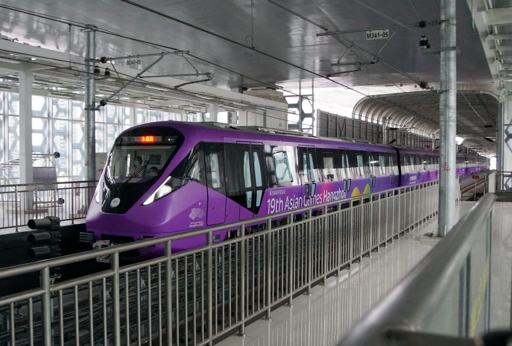 The Asian Games-themed train in Hangzhou Metro
