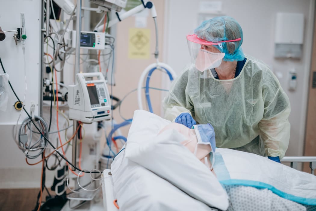 Health workers take part in ICU training for Covid-19 at Hutt Hospital.