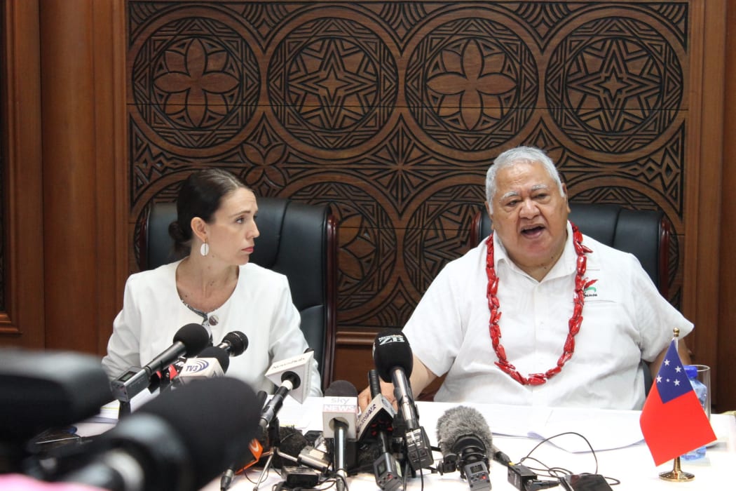 NZ PM Jacinda Ardern meets Samoa PM Tuilaepa Sailele Malielegaoi in her first Pacific Missions trip