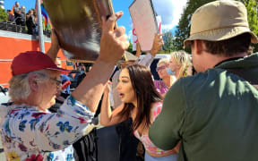 Opposing views in confrontation at the Posie Parker rally.