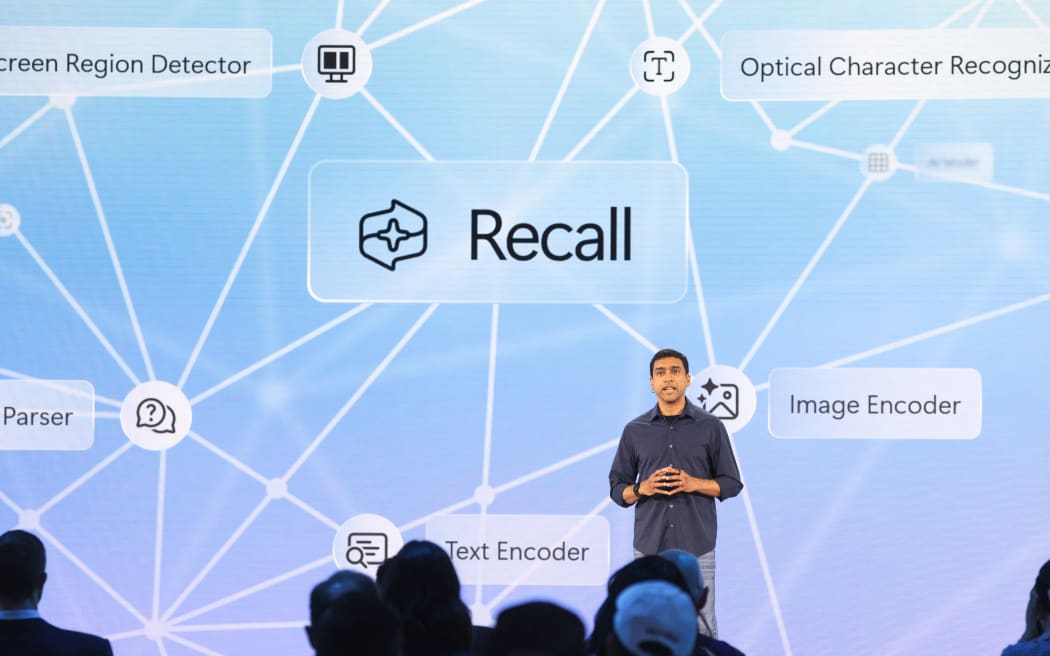 Microsoft Corporate Vice President, Windows and Devices Pavan Davuluri speaks about Recall during the Microsoft May 20 Briefing event at Microsoft in Redmond, Washington