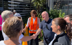 Leader of the opposition Christopher Luxon has arrived at the CDEM base at the Gisborne District Council, to hear about the response. With him are MPs Simeon Brown and Nicola Willis.  In the pictures he is next to Rehette Stoltz, the mayor (the orange vest)