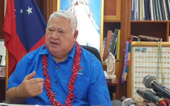 Samoa's caretaker prime minister and HRPP party leader Tuila'epa Sa'ilele Malielegaoi holds a Facebook briefing, 25 May 2021.