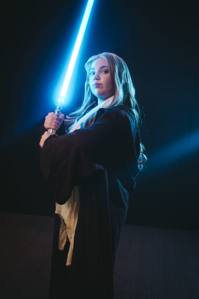 Cosplayer Darksparrow dressed as Obi Wan Kenobi from Star Wars.