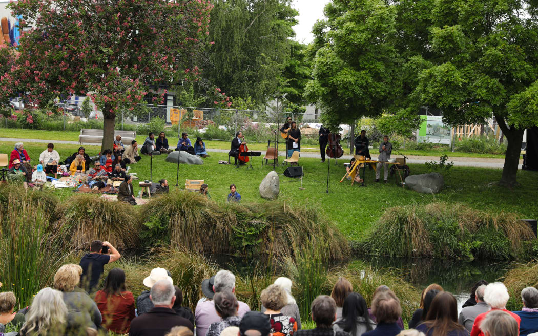 Yo Yo Ma performs a concert on the banks of the Avon river for Christchurch locals