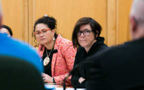 Labour MP Louisa Wall (left) and Green MP Jan Logie (right) listen to submissions on Jan Logie's Domestic Violence Victim's Protection Bill.