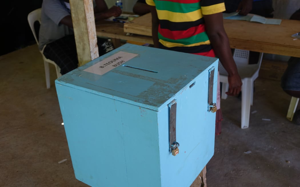 A ballot box in the village of Teouma for Vanuatu's 2016 election.