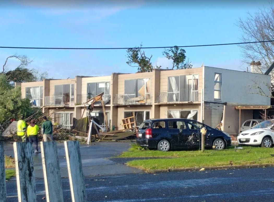 Damage after a tornado in the South Auckland suburb of Papatoetoe on 19 June 2021.