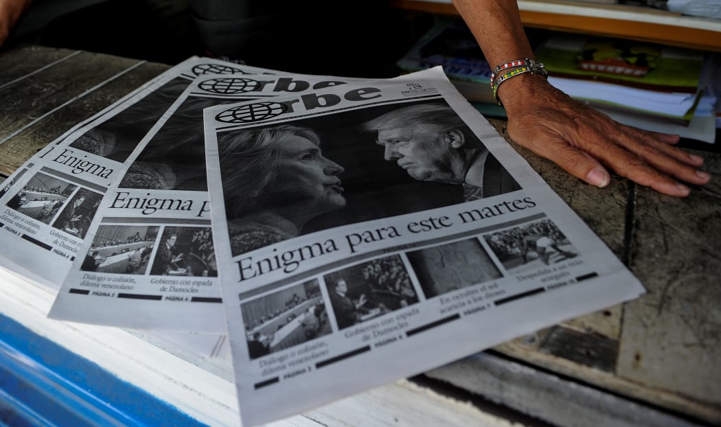 Newspapers being sold in Havana last November informing Cubans of the victory of Donald Trump as presidential candidate.
