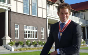 Richie McCaw at his investiture ceremony at Government House.